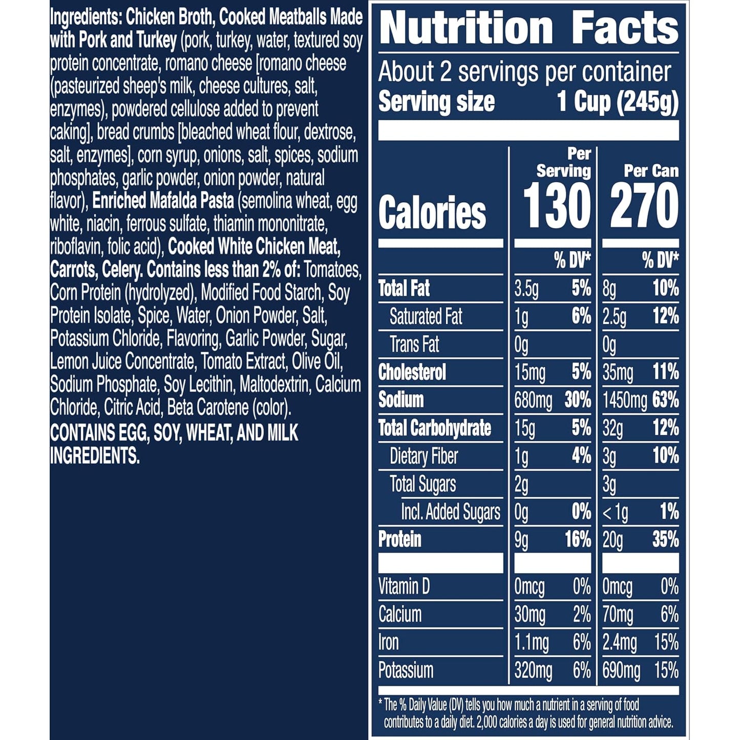mediterranean-style recipe with pork and turkey meatballs, chicken, pasta, carrots, and celery in broth