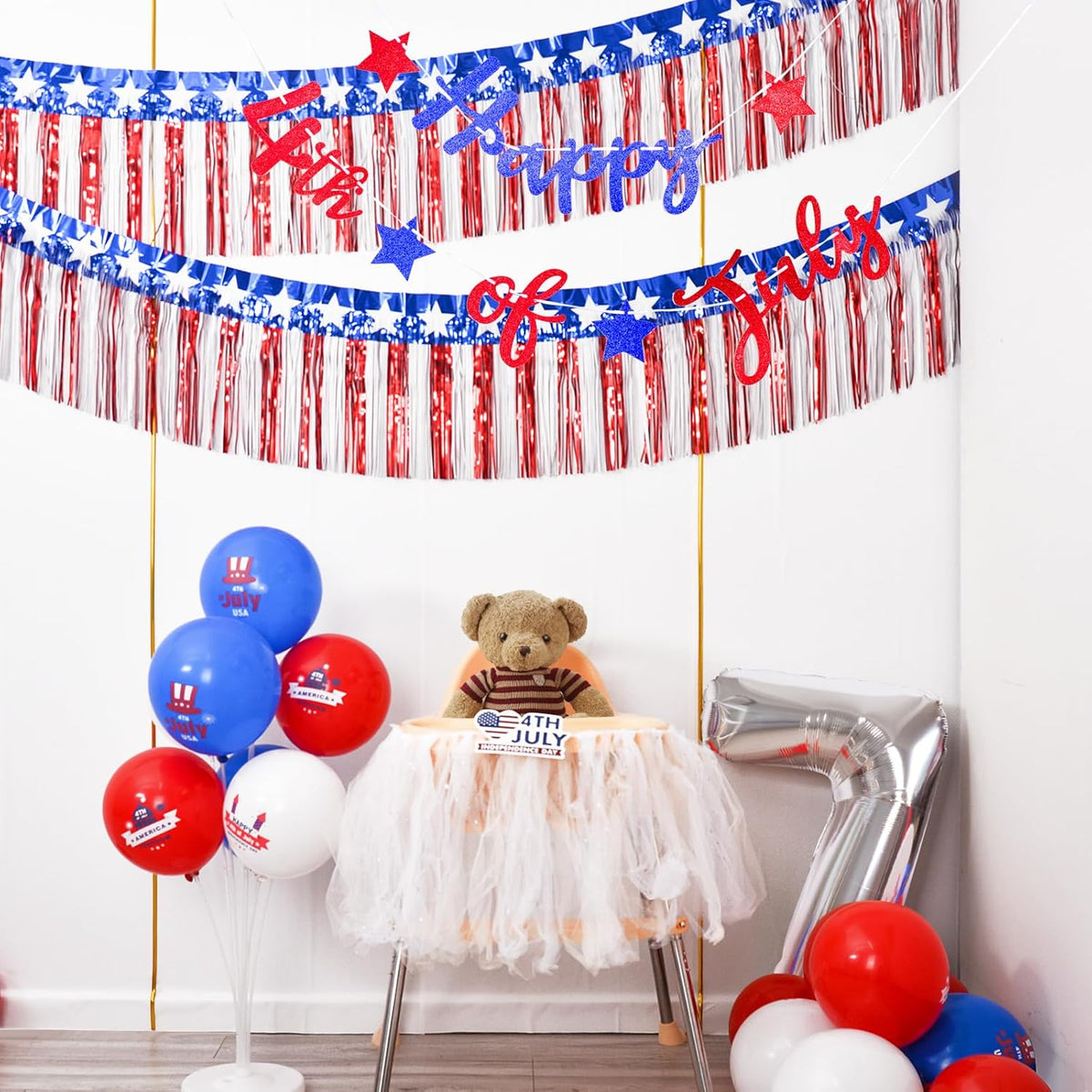 Mega-L Celebration Ready Gift Set – Red White Blue Stars Backdrop Garland for Event Decorators & Planners