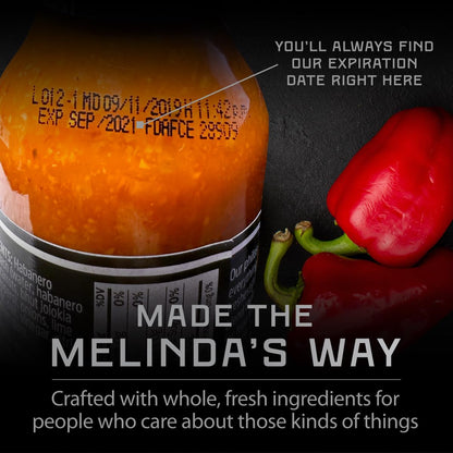 Melinda's Ghost Pepper Hot Sauce - Tailgating Hot Sauce for Spicy Food Fans, Durable Squeeze Bottle for Game Day Grilling, 10oz