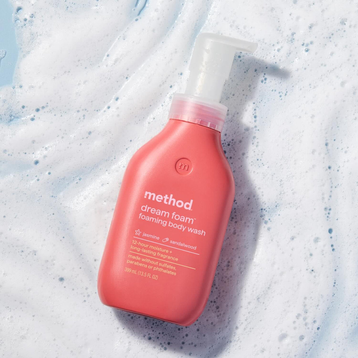 Method Dream Foam Foaming Wash — Post-Workout Refresh and Self-Care Reset, Long-Lasting Jasmine Sandalwood Scent