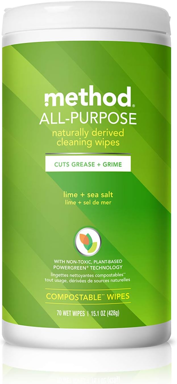 Method Lime & Sea Salt All-Purpose Wipes for Intentional Living, Neutral Scent and Clean Look in One Simple Canister