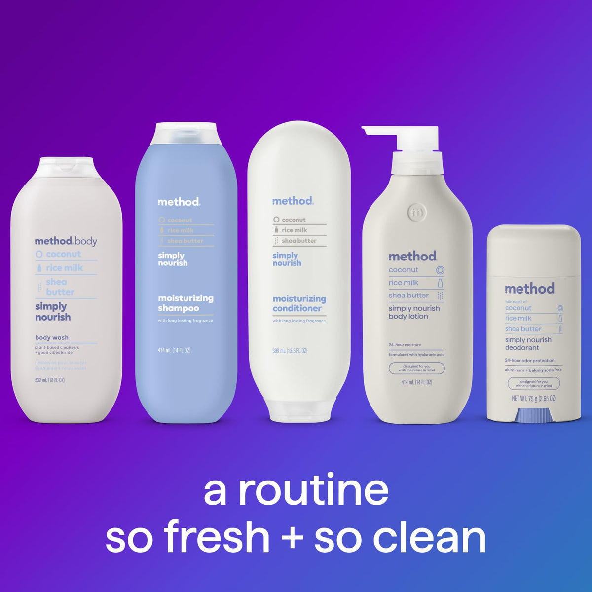 Method Simply Nourish Body Wash 3-Pack – Holiday Gift for College Students, Dorm Room Bath Essentials Bundle