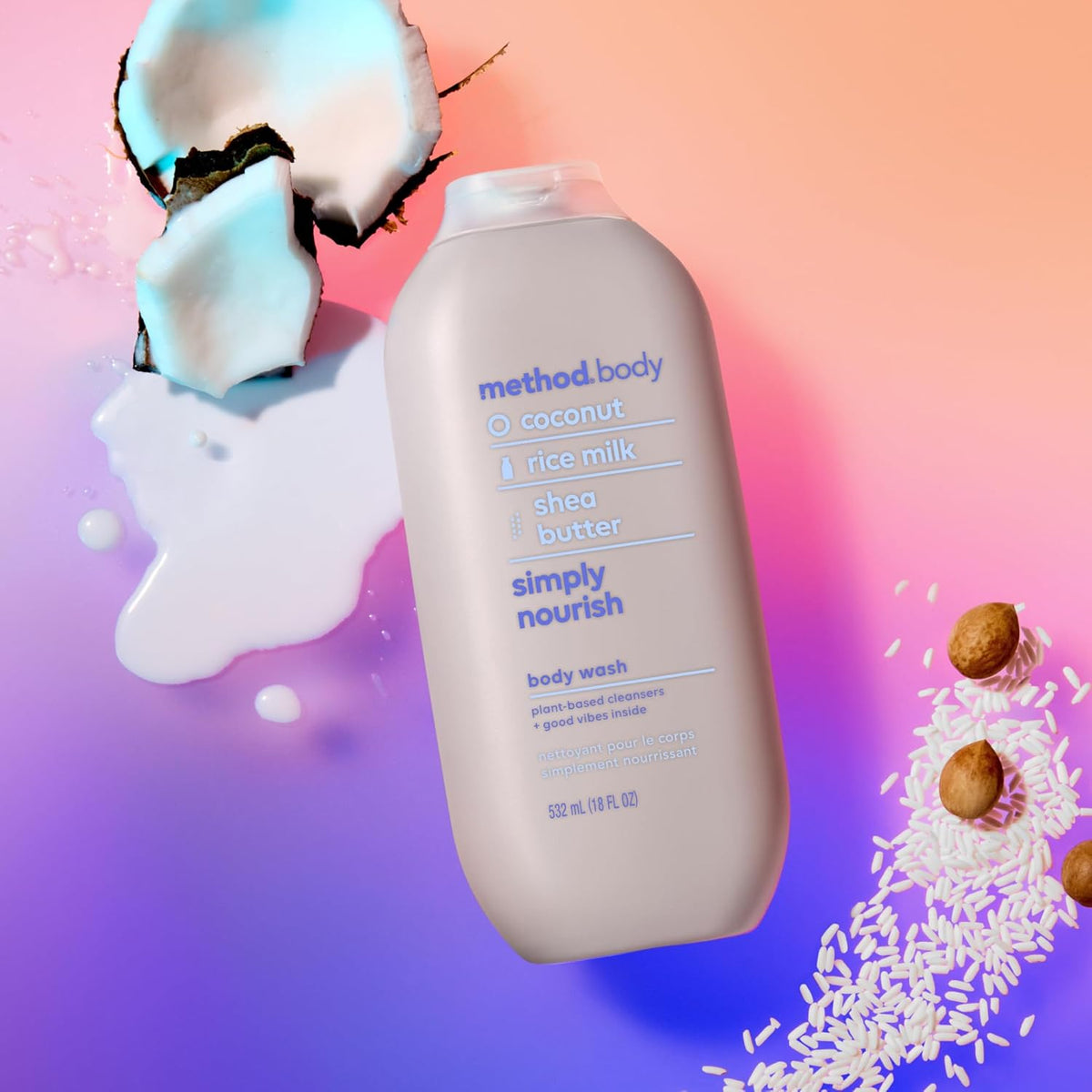 Method Simply Nourish Body Wash 3-Pack – Holiday Gift for College Students, Dorm Room Bath Essentials Bundle