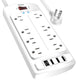 6 Ft - White(8 Outlets)