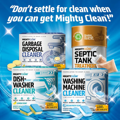 MIGHTY CLEAN Washer Cleaner Tablets – Aromatherapy-Grade Laundry Room Care, Mold and Mildew Removal for a Cleaner Mindful Home