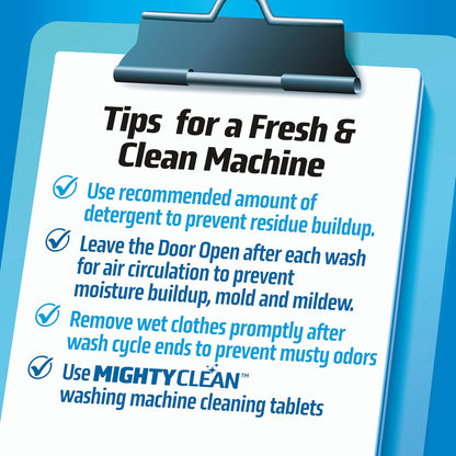 MIGHTY CLEAN Washer Cleaner Tablets – Aromatherapy-Grade Laundry Room Care, Mold and Mildew Removal for a Cleaner Mindful Home
