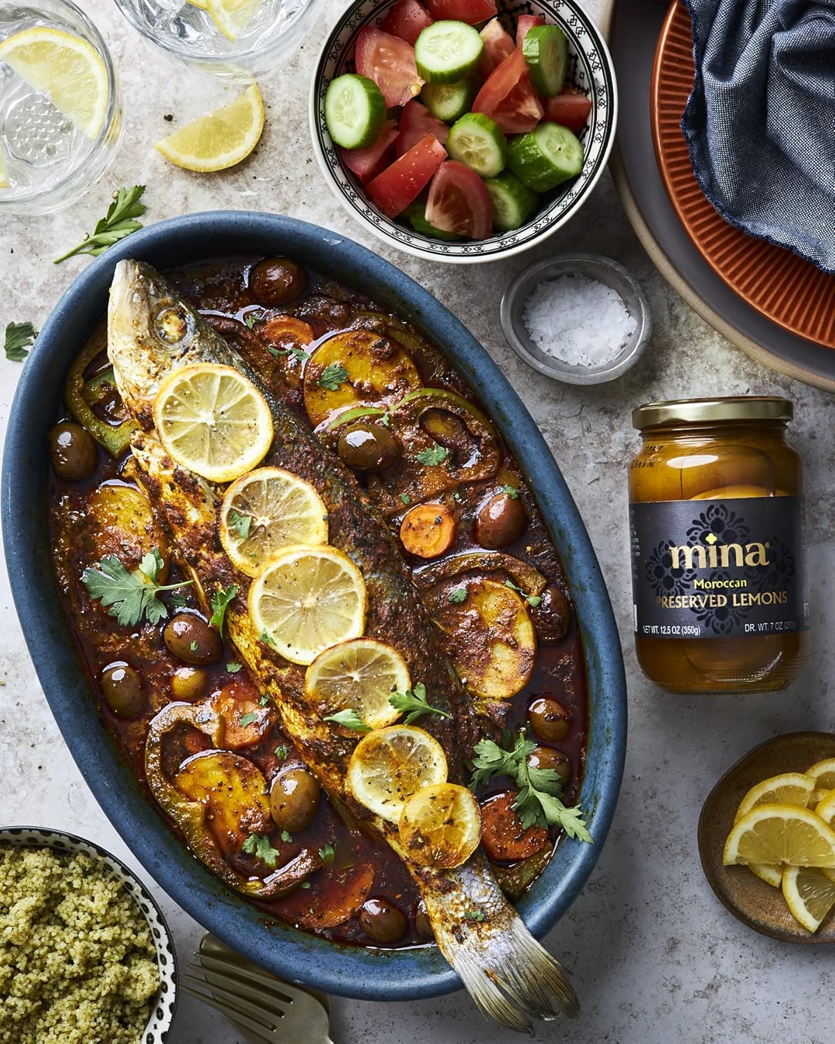 Mina Preserved Lemons - 12.5 oz - Non-GMO Citrus Staple for Health-Conscious Weekly Meal Prep