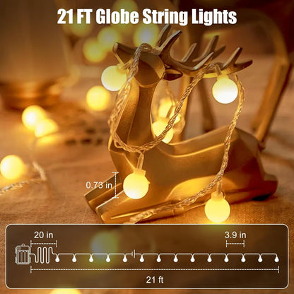 Minetom Battery Powered Globe Lights – Shatterproof Warm White String Lights for Cozy Home Atmosphere & Apartment Styling
