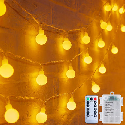 Minetom Battery Powered Globe Lights – Shatterproof Warm White String Lights for Cozy Home Atmosphere & Apartment Styling