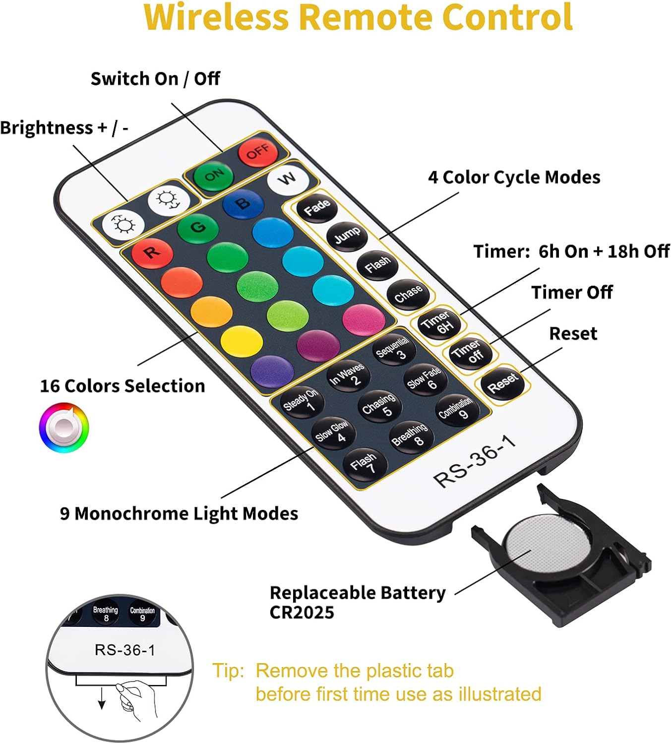 Minetom Color Changing String Lights - 33 ft 100 LED Aesthetic Dorm Room and Bedroom Accent Lighting, Flexible Silver Wire, 16 Modes Remote Included, UL Adapter