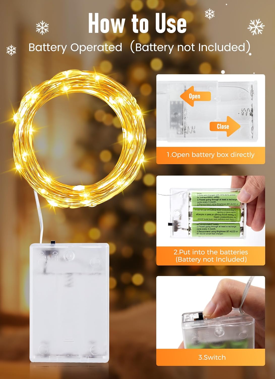 Minetom Fairy String Lights – Warm White 3000K Battery Operated Glow for Reading Corners, Boho Wall Art & Apartment Styling