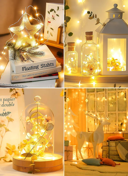 Minetom Fairy String Lights – Warm White 3000K Battery Operated Glow for Reading Corners, Boho Wall Art & Apartment Styling