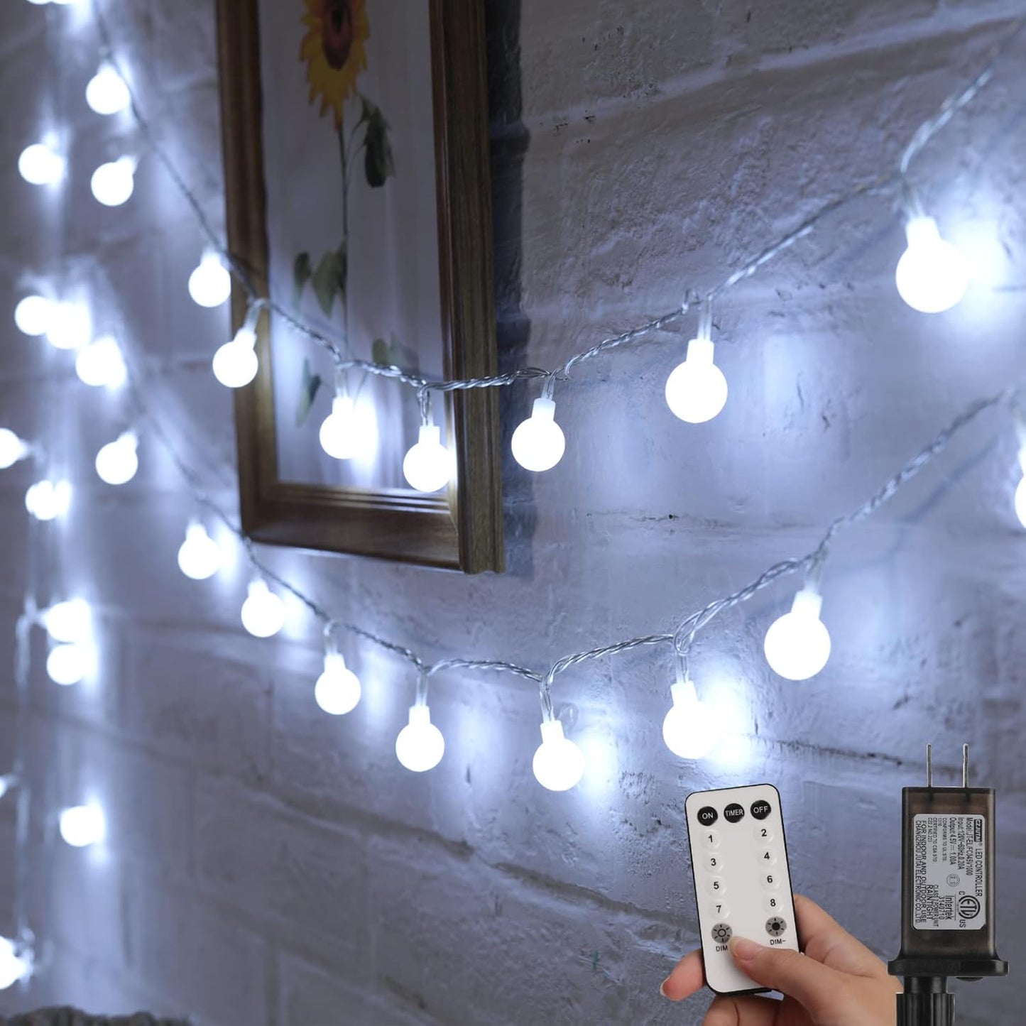 Minetom Globe String Lights – Cozy Apartment Decor for Bedroom Canopy & Reading Nook, 33ft 100 LED Warm White Remote-Controlled Fairy Lights