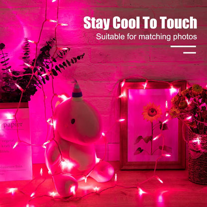 Minetom Pink String Lights – Cozy Housewarming Gift Idea, Waterproof 39ft LED Lights for Bedroom and Patio