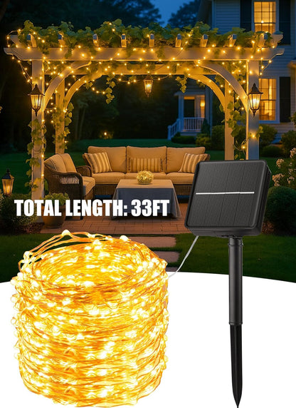 Minetom Solar Patio Lights, 33Ft 100 LED Romantic Valentine's Day Gift for Couples and Garden Lovers