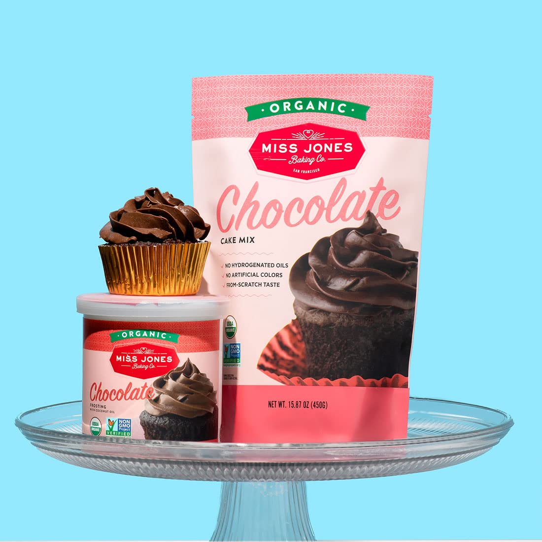 Miss Jones Baking Organic Chocolate Cake Mix – Birthday Gift for Plant-Based Bakers and Clean-Eating Home Chefs