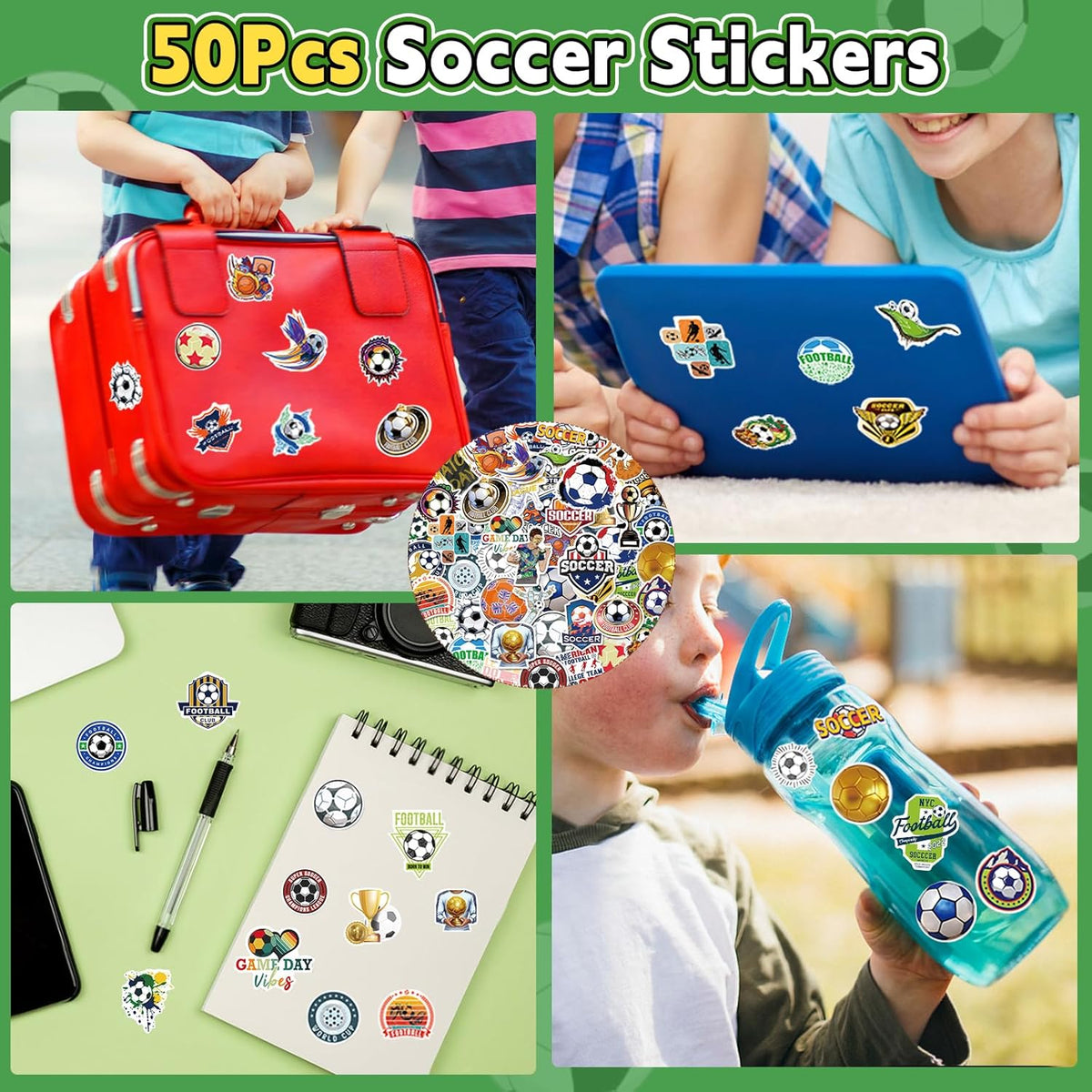 Miucat 98Pcs Soccer Party Favors – Safe Goodie Bag Set for Kids' Birthday Party with Silicone Bracelets and Whistles