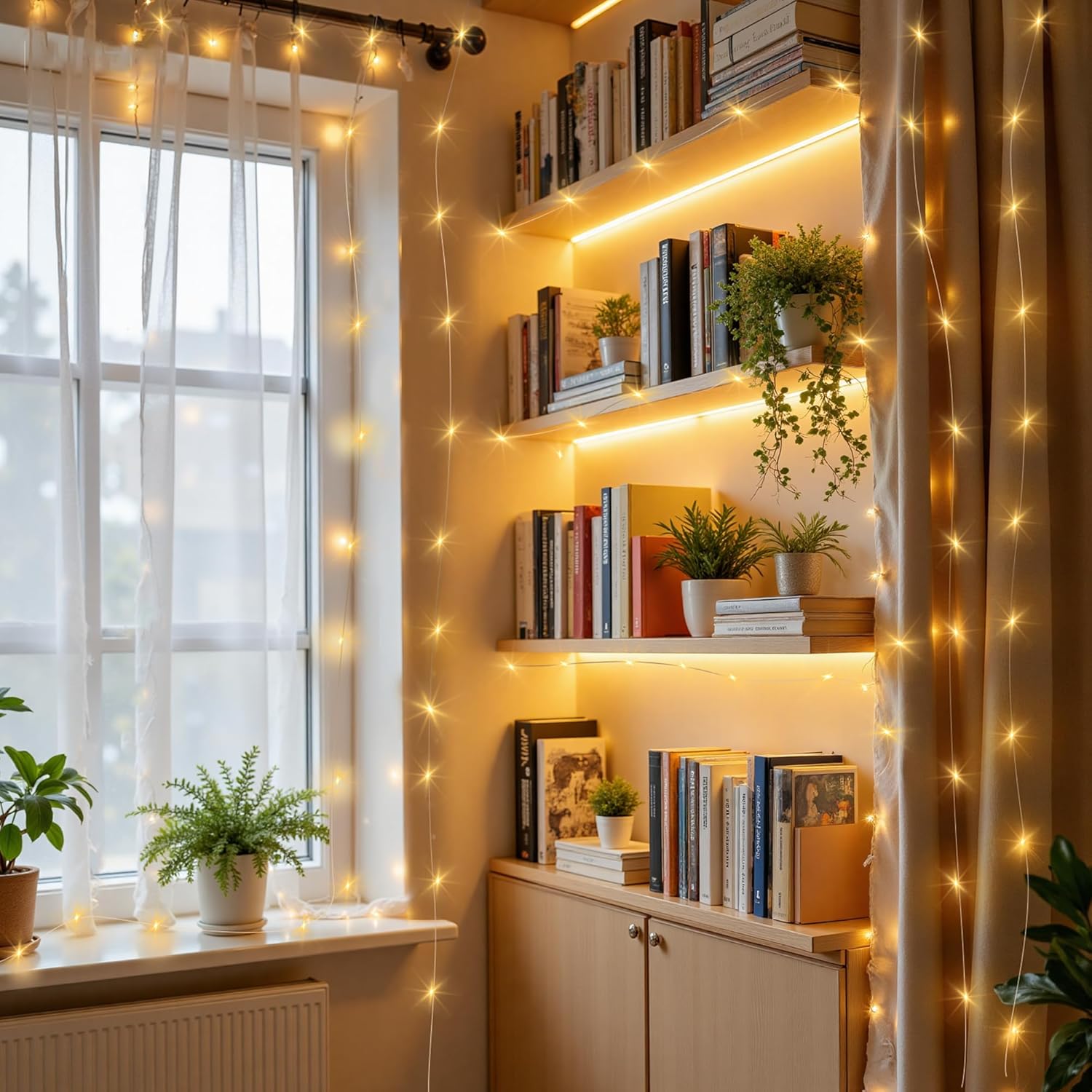 Mlambert Battery Operated Fairy Lights 65.6FT – Ambient String Lighting for Dining Room Centerpiece and Open Shelving Displays