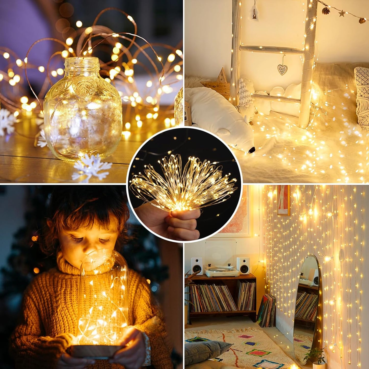 Mlambert Fairy Lights 3 Pack – Home Office and Reading Nook Accent Lighting with 8 Modes and Dimmer