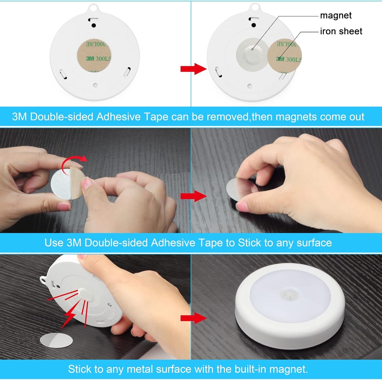 Mlambert Motion Activated Hallway Night Light, Battery Powered Walkway Light for Dark Stairs and Basement Steps
