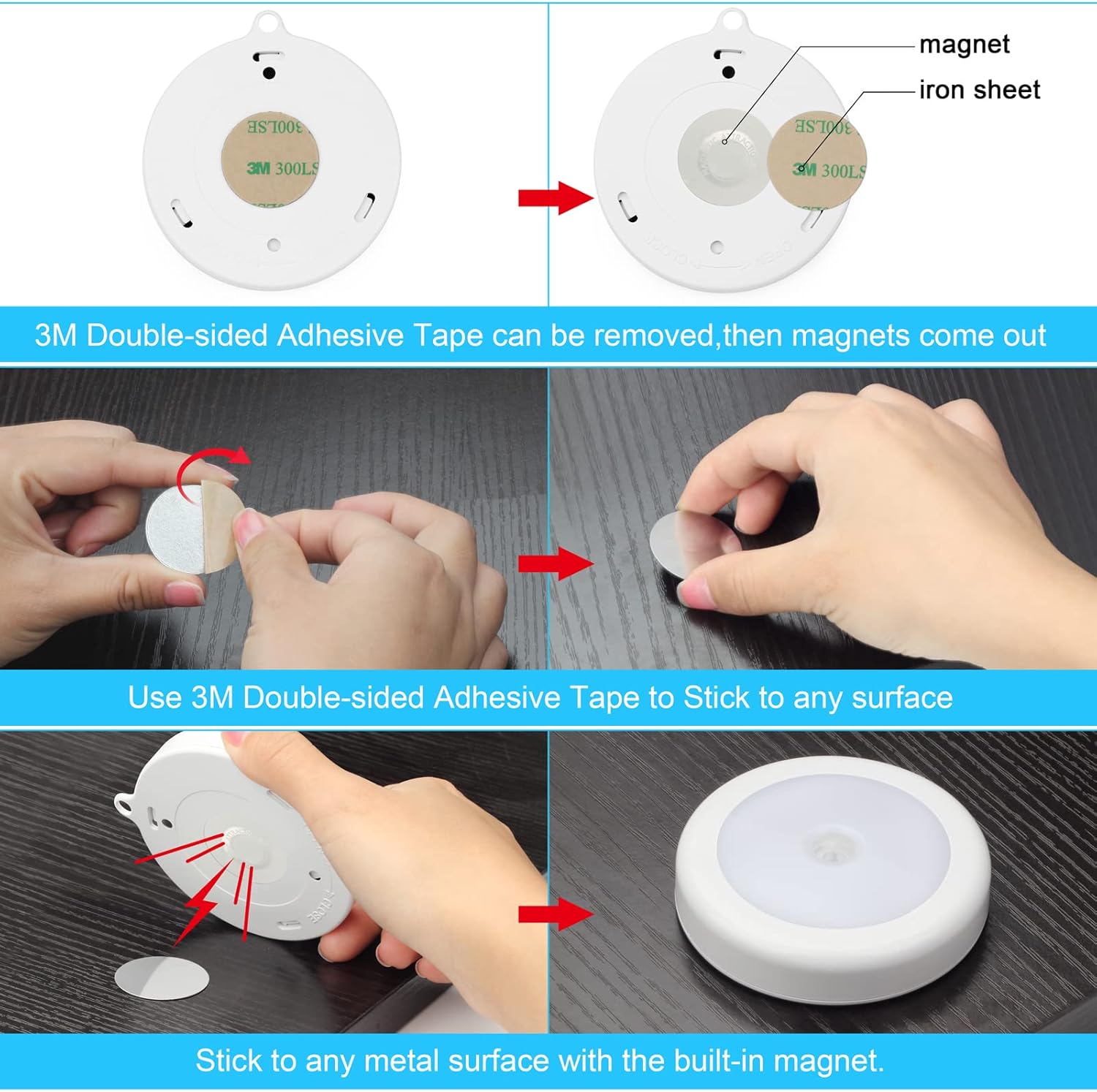Mlambert Motion Activated Hallway Night Light, Battery Powered Walkway Light for Dark Stairs and Basement Steps