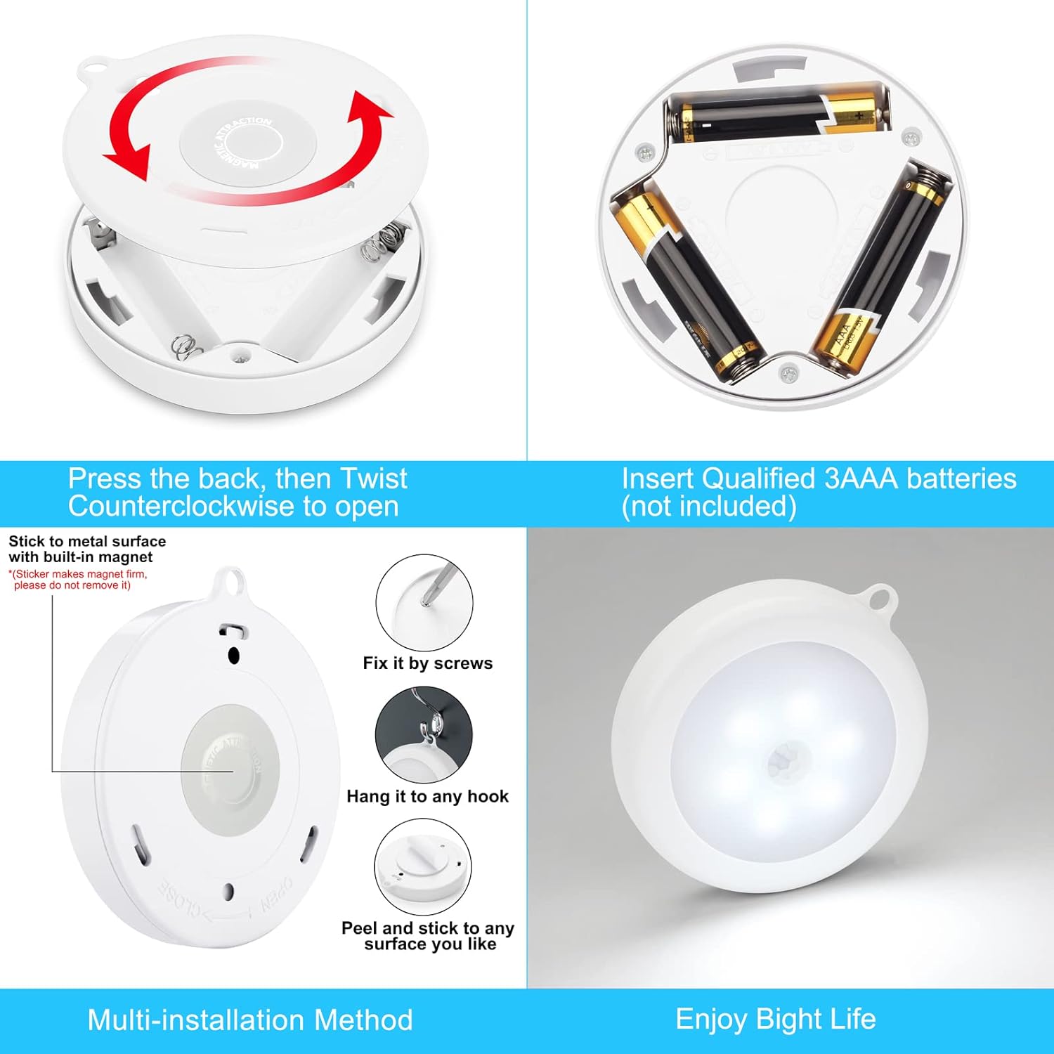 Mlambert Motion Activated Hallway Night Light, Battery Powered Walkway Light for Dark Stairs and Basement Steps