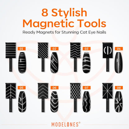 Modelones 15PCS Cat Eye Magnet Set – Sophisticated Glassy Effect Tools for the Discerning Nail Artist