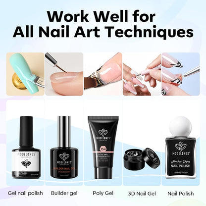Modelones 6-Piece Nail Brush Kit — Less-Is-More Beauty Essential, Soft Fiber Bristles & Metal Ferrule in One Set