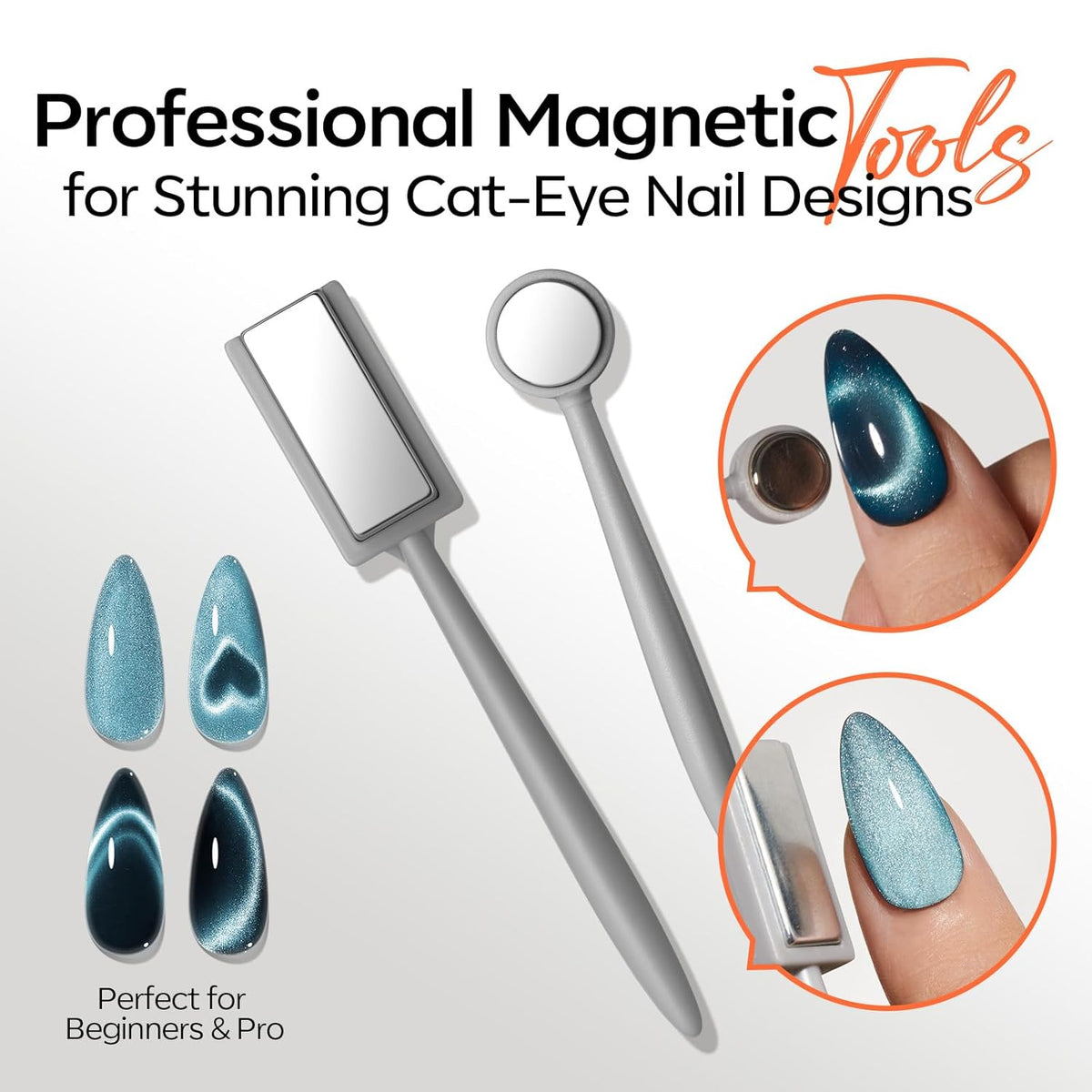 modelones Cat Eye Nail Magnet Tools – Compact Dual-Head 3-in-1 Pen, On-the-Go Magnetic Gel Designs for Camping Trips and Patio Nights