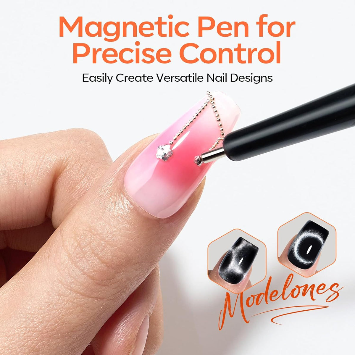 modelones Cat Eye Nail Magnet Tools – Compact Dual-Head 3-in-1 Pen, On-the-Go Magnetic Gel Designs for Camping Trips and Patio Nights