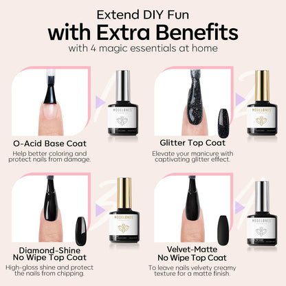 Modelones Gel Nail Polish Set – Health-Conscious Nail Care, Free of Harsh Chemicals Like Xylene and Phthalates