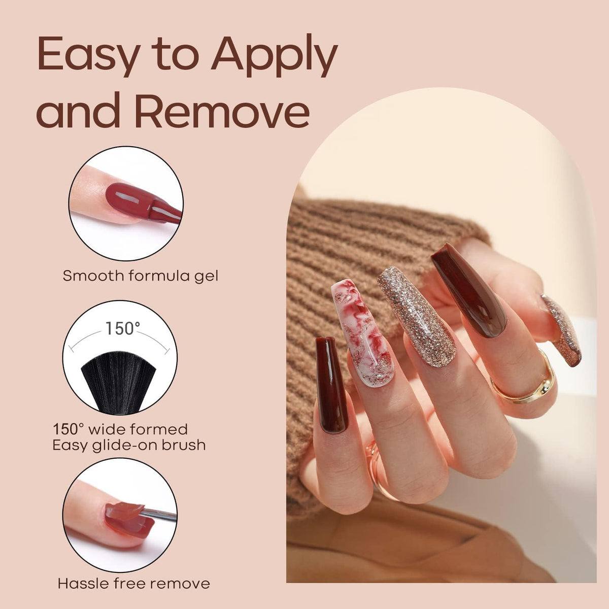 modelones Gel Nail Polish Set – Neutral Skin Tone Collection, 11-Free Gentle Gel Manicure for a Calming Nightly Routine