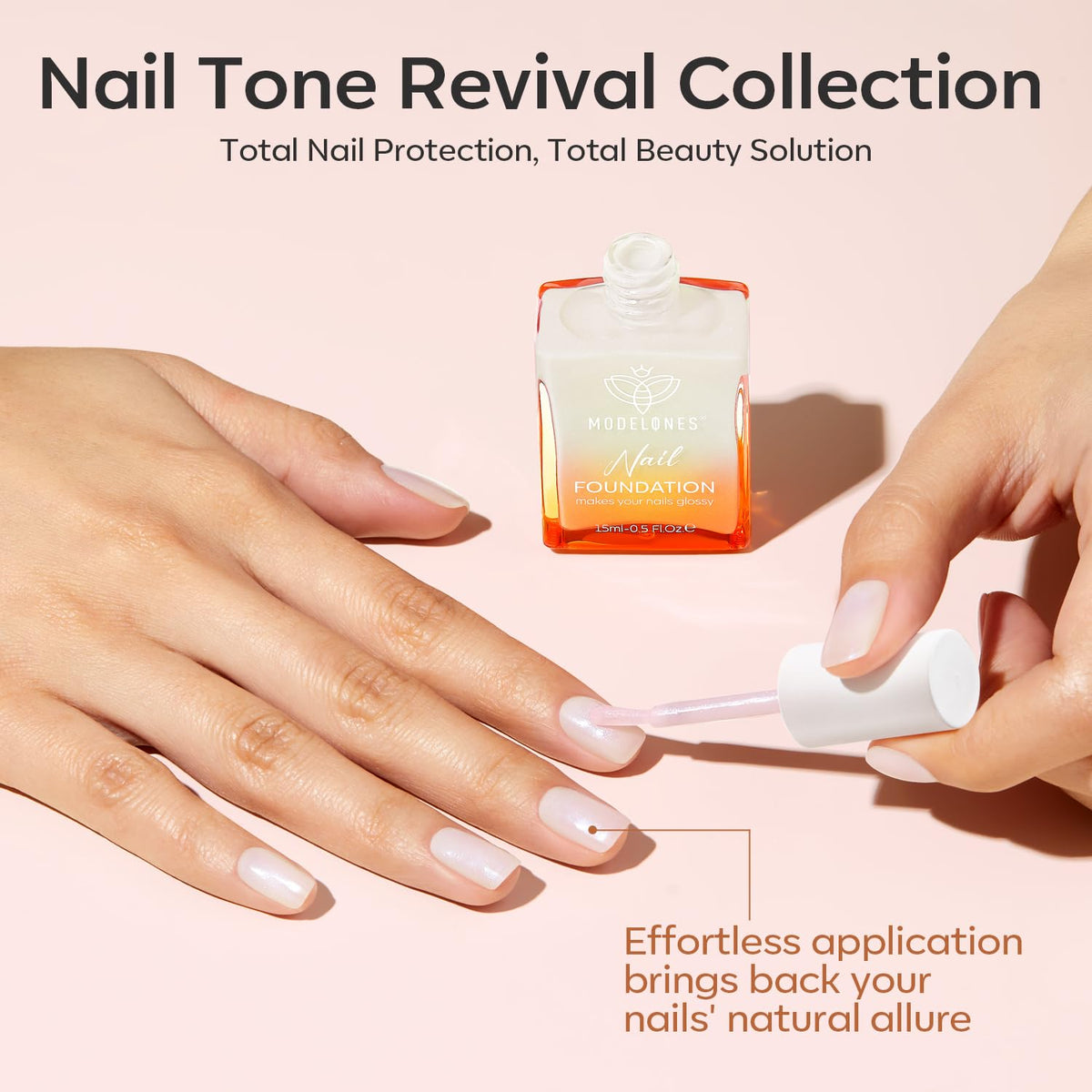 modelones Luxury Nail Repair Polish – High End Treatment and Color, 5-Free Milky Formula with Organic Botanicals 15ml