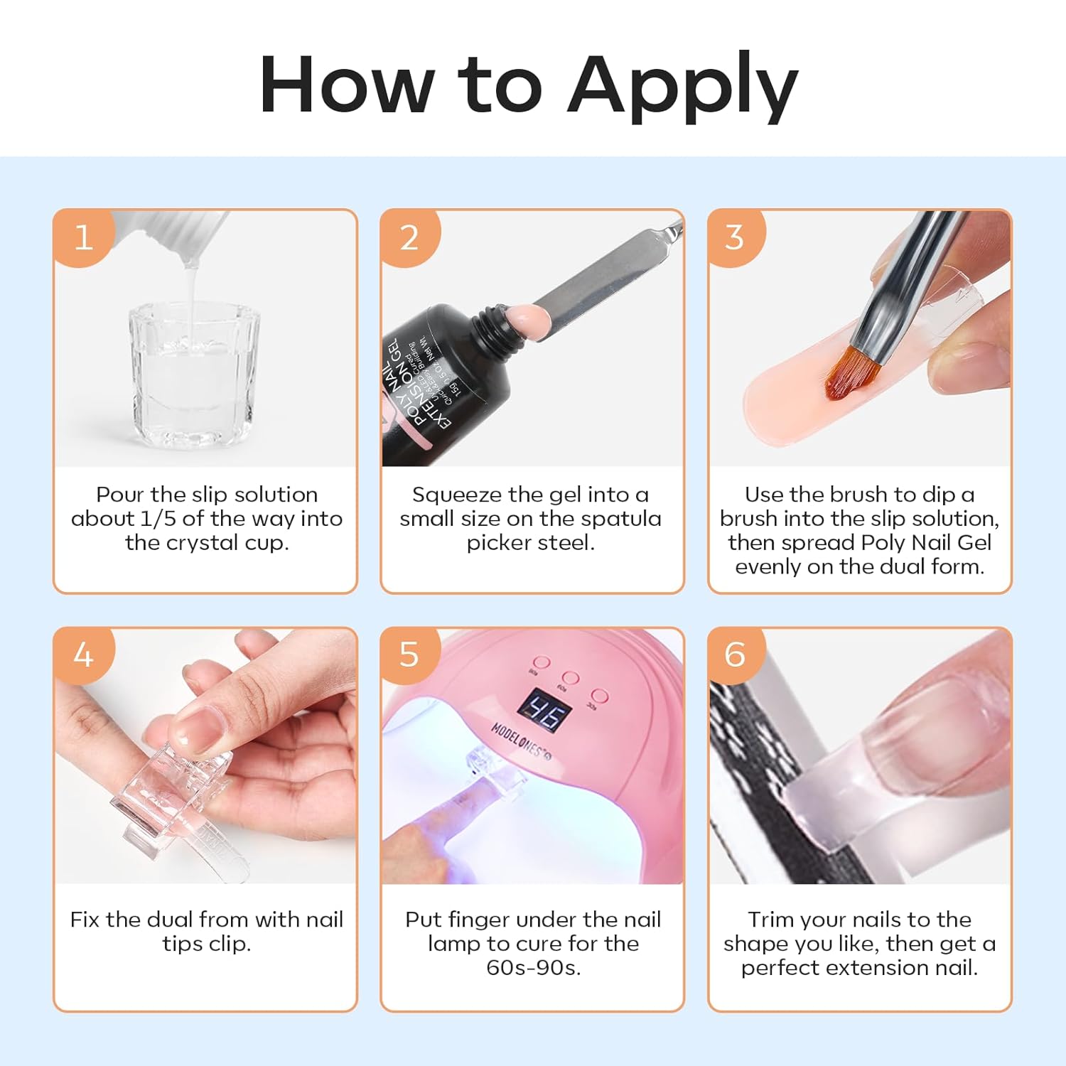 Modelones Poly Extension Gel Slip Solution – Starter Brush and Anti-Stick Liquid Set for Learning Dual-Form Nails