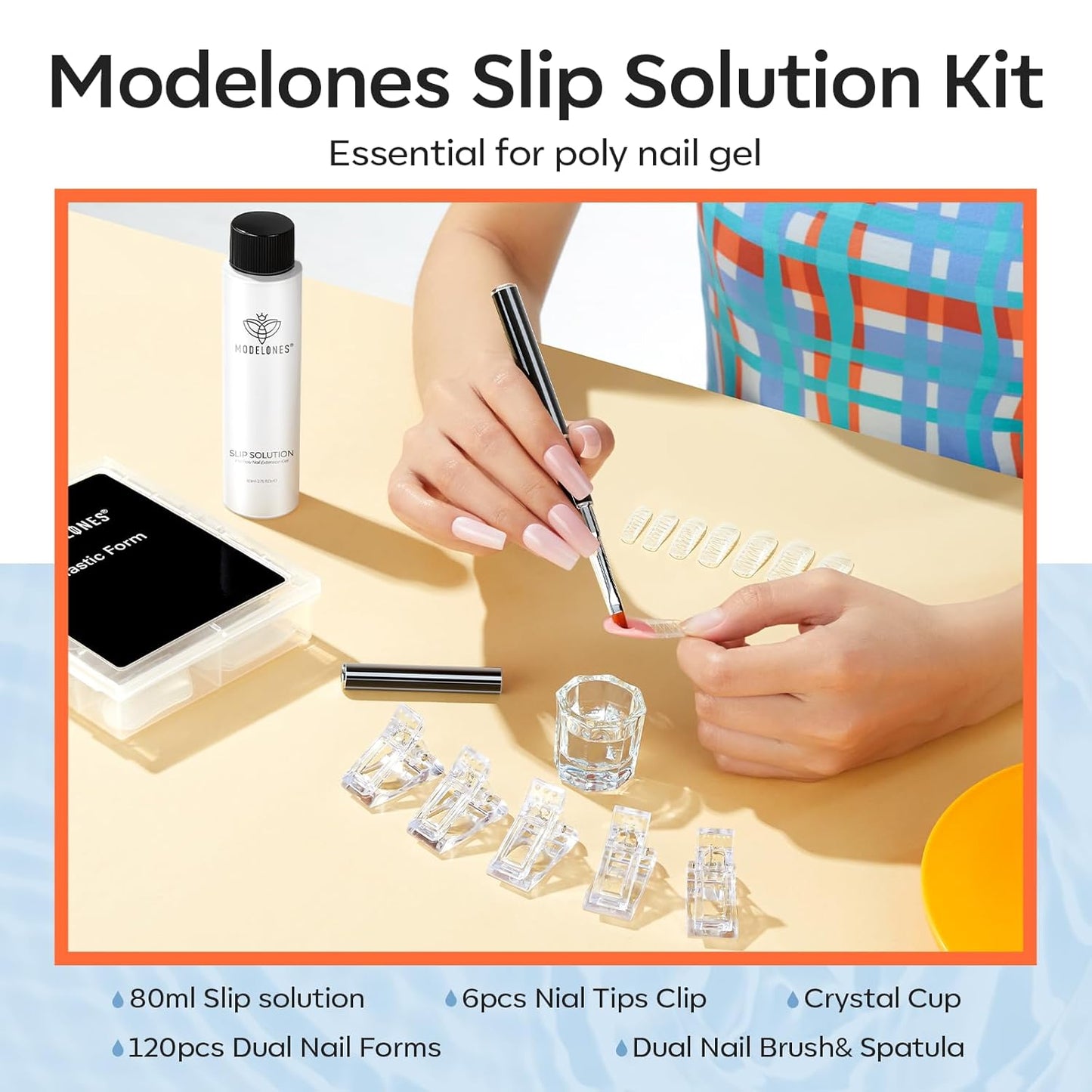 Modelones Poly Gel Slip Solution Bottle with Dual Brush – Valentine's Day Gift for Her Home Nail Studio