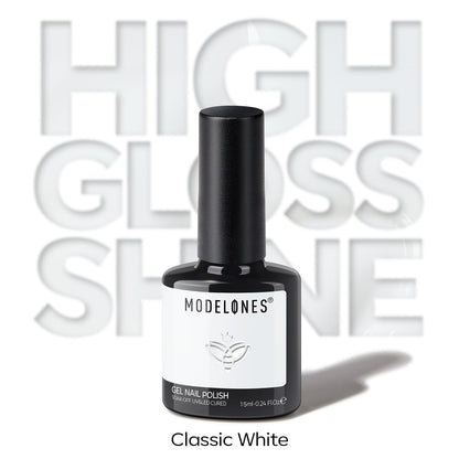 modelones White Gel Nail Polish – Skin-Friendly Manicure Option, Cruelty-Free Low-Odor Formula 15ml