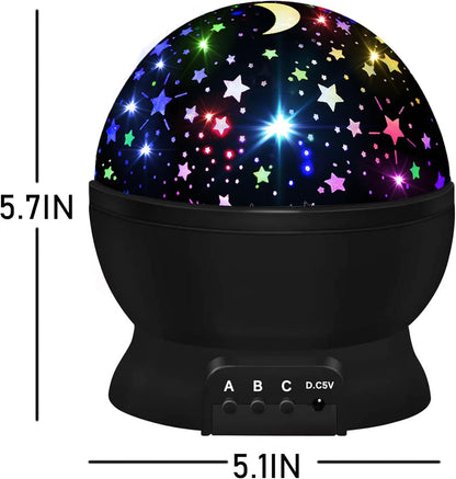 Modern Home Decor Lighting – 360 Degree Rotating Star Night Light in Black, Purple & Blue, Compact Cube Design