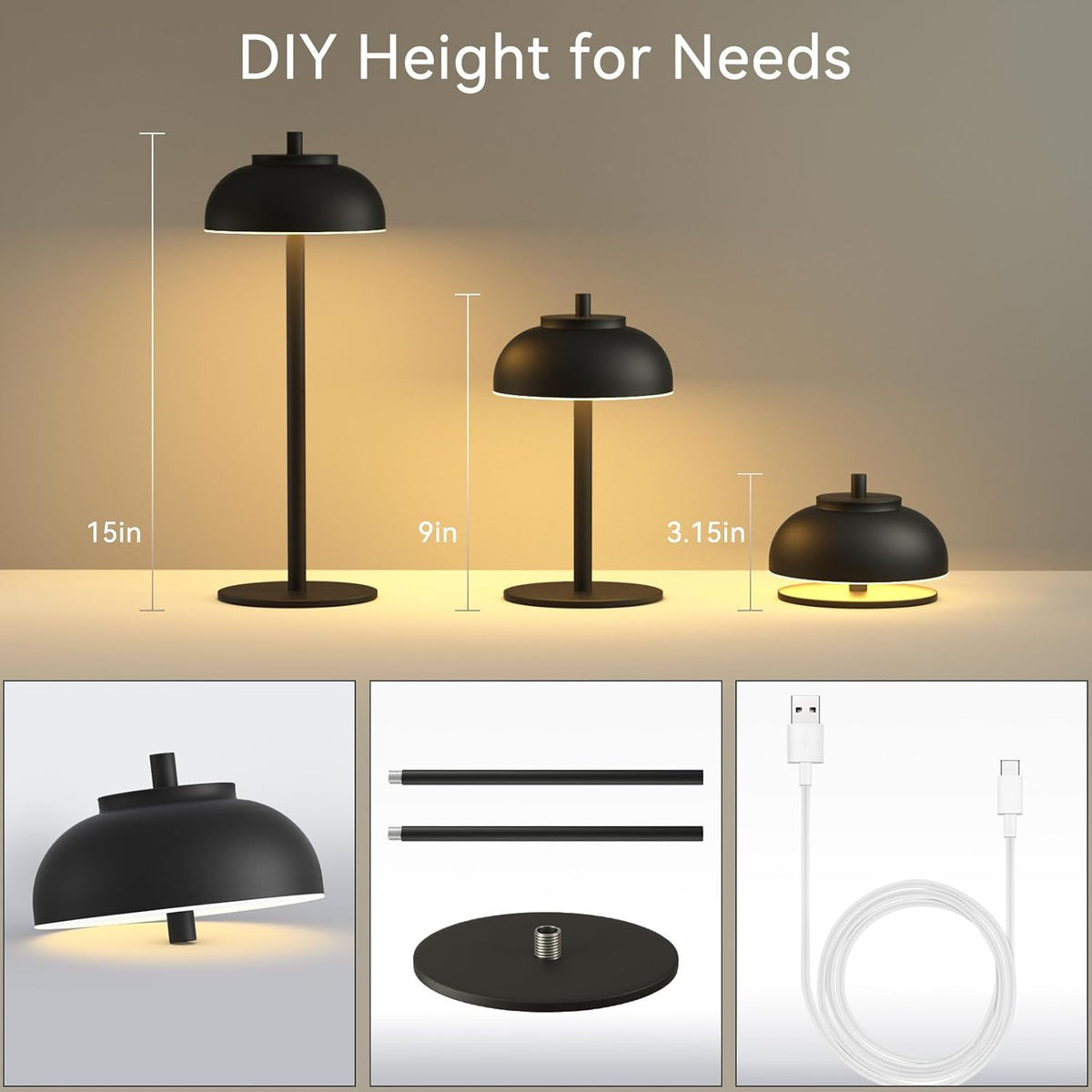 Moragin 2-Pack Cordless Ambient Lamps USB-C – Elegant Housewarming and Bridal Shower Gift for Design-Conscious Friends