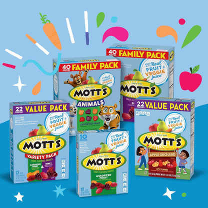 Mott's Berry Fruit Snacks for Pumpkin Carving Party – Mess Free Portable Pouch Snack for Outdoor Fall Activities, 40 Count