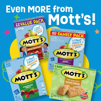 Mott's Berry Fruit Snacks for Pumpkin Carving Party – Mess Free Portable Pouch Snack for Outdoor Fall Activities, 40 Count