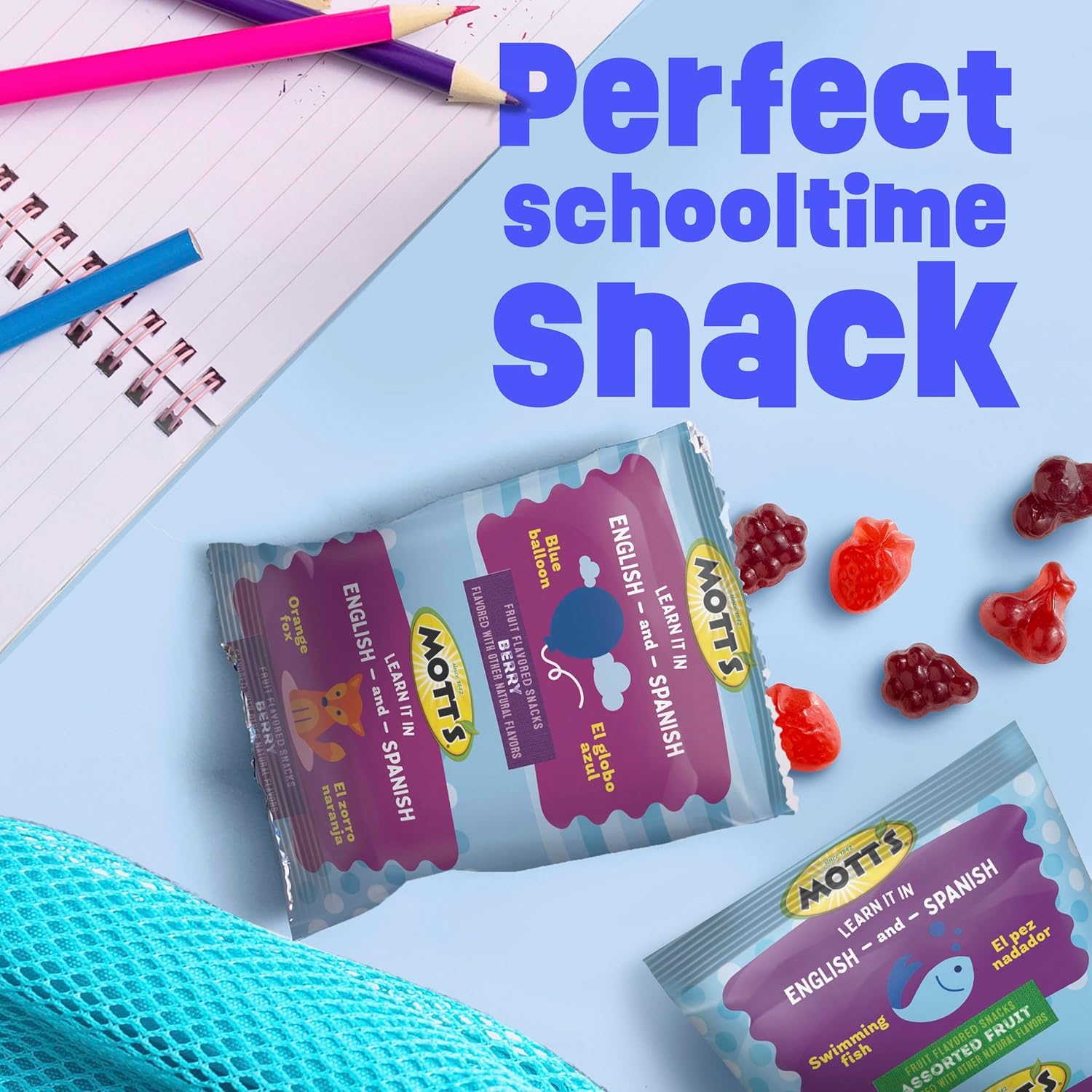 Mott's Berry Fruit Snacks – No Artificial Colors Snack for Kids Lunch Box, 17.6 oz Pantry Pack