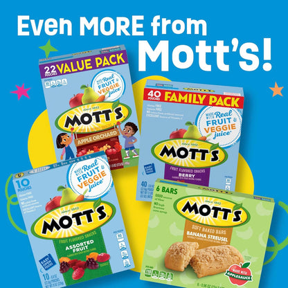 Mott's Gelatin Free Pectin Based Fruit Snacks for Mindful Snacking – Nostalgic Halloween Chewy Treat, Berry and Assorted 40 Pouch Box