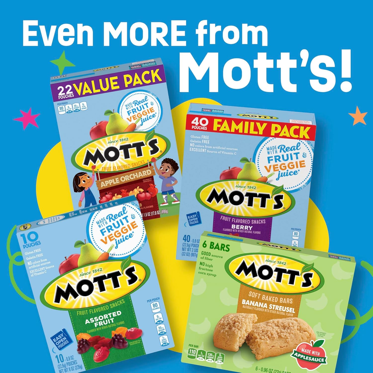 Mott's Halloween Chewy Fruit Snacks for Classroom Goody Bags – Fat Free Vitamin C Snack, Bilingual Pouches 40 Count