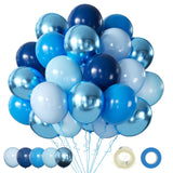 Blue Balloons 12 Inch Pearl Chrome Assortment – Sophisticated Home Party Decoration in Five Blue Tones