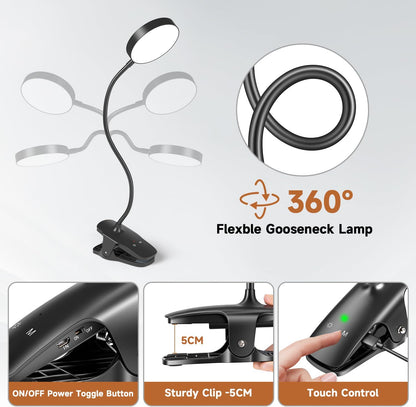 Mubarek Clip on Lamp – Practical Housewarming Gift for Readers, Eye-Caring Bedside Light