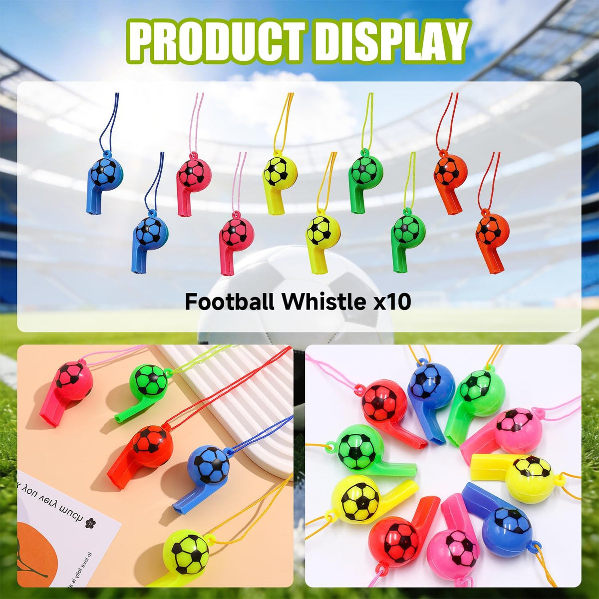 multi-item variety combining wearables (bracelets, keychains), play items (whistles), and decorative items (tattoos)