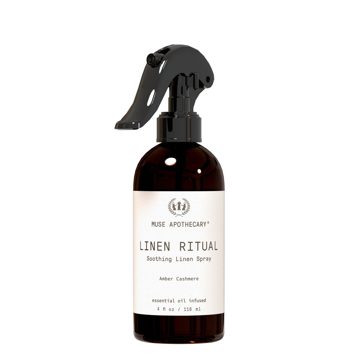 Muse Apothecary Linen Ritual - Aromatic, Soothing, and Relaxing Linen Mist, Laundry and Fabric Spray - Infused with Aromatherapy Essential Oils - 4 oz, Amber Cashmere