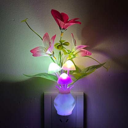 MushroomBloom Silicone Night Light for Kids – Child Safe Plug in Wall Lamp for Playroom and Nursery