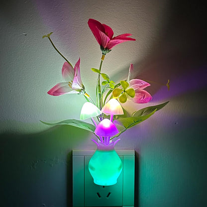 MushroomBloom Silicone Night Light for Kids – Child Safe Plug in Wall Lamp for Playroom and Nursery