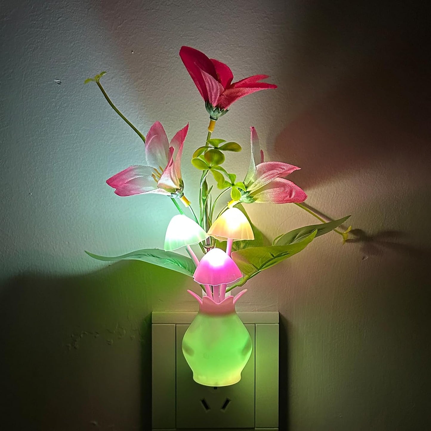 MushroomBloom Silicone Night Light for Kids – Child Safe Plug in Wall Lamp for Playroom and Nursery